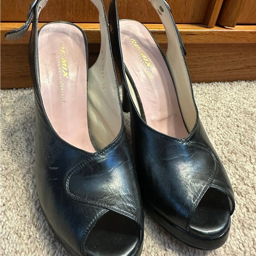 Black ReMix “Rita” Peep-Toe Slingback Heels shoe rockabilly - Picture 7 of 8